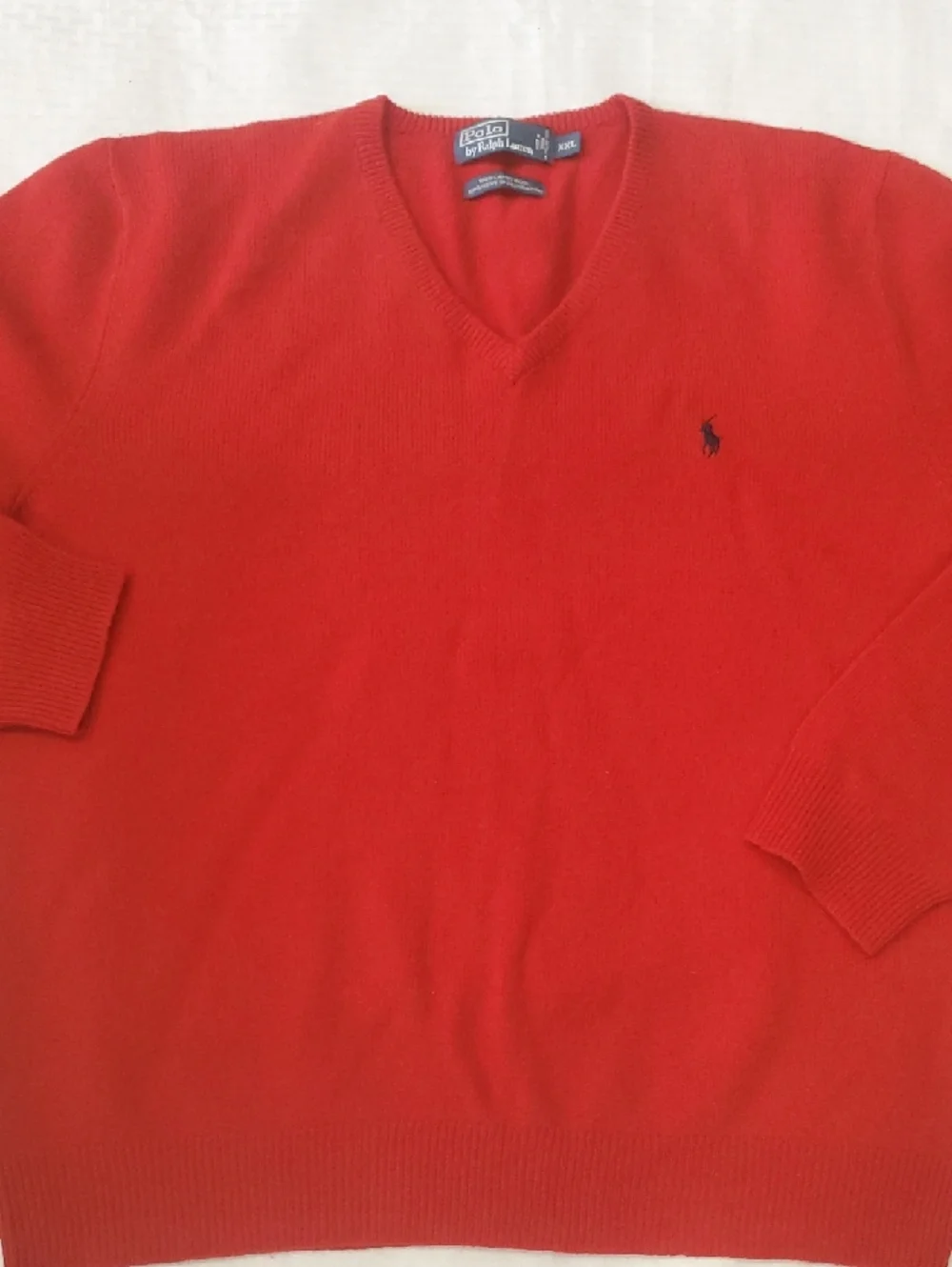 Polo by Ralph Lauren Red V-Neck Men's Lamb Wool  Sweater - Picture 2 of 11